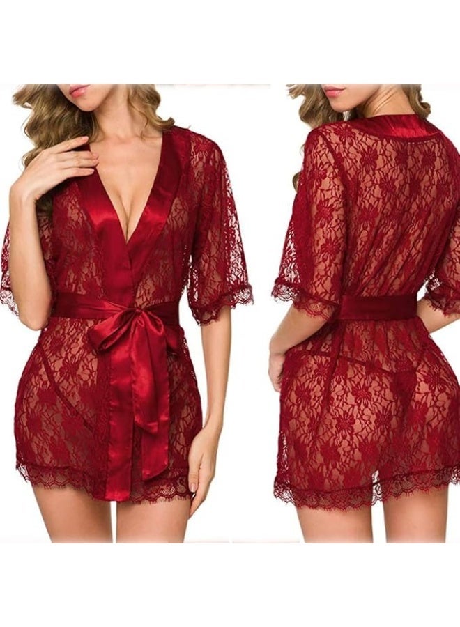 ناكسوس طقم لانجري نسائي من ناكسوس، مصنوع من الدانتيل الشفاف بنقوش ذاتية، بياقة هالتر، فستان نوم مزين بالزهور، فستان نوم حريري، ملابس داخلية - Image 1